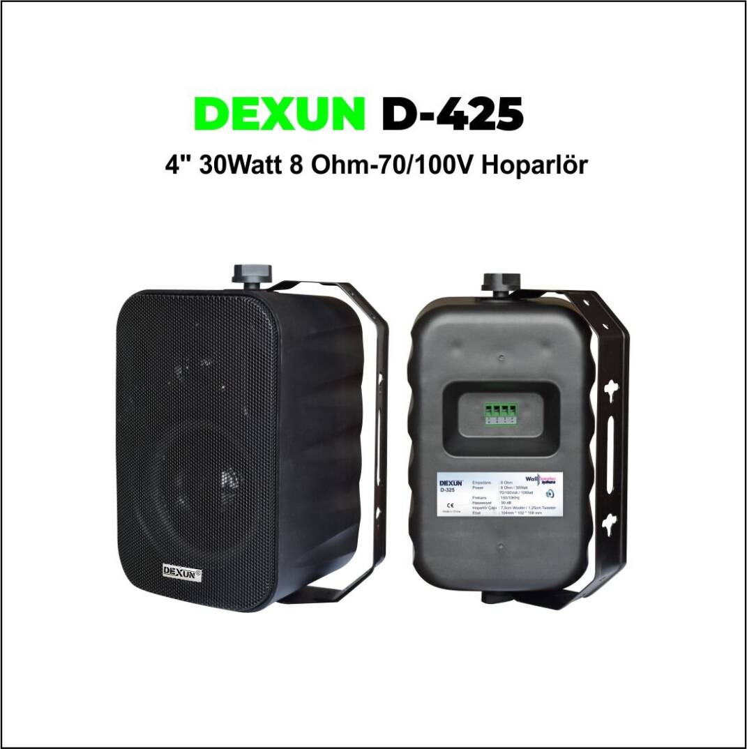 DEXUN D-425T 4" Siyah Trafolu Sütun Hoparlör - 1