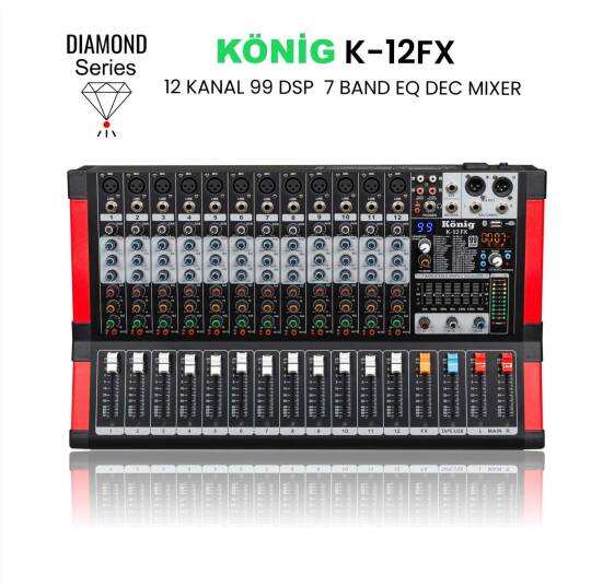 KÖNİG K-12FX 12 Kanal Deck Mikser