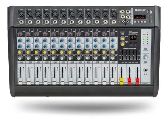 KÖNİG K-12P 600FX 2X300W 12 Kanal Power Mikser