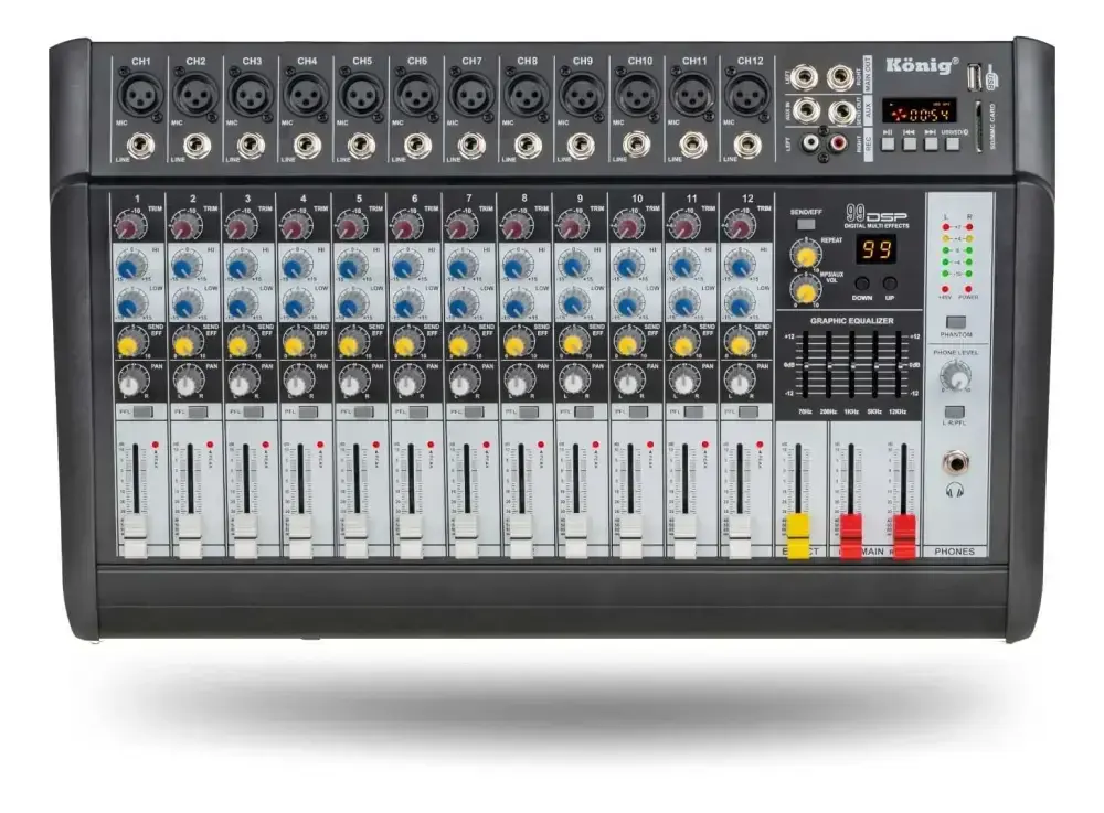 KÖNİG K-12P 600FX 2X300W 12 Kanal Power Mikser - 1
