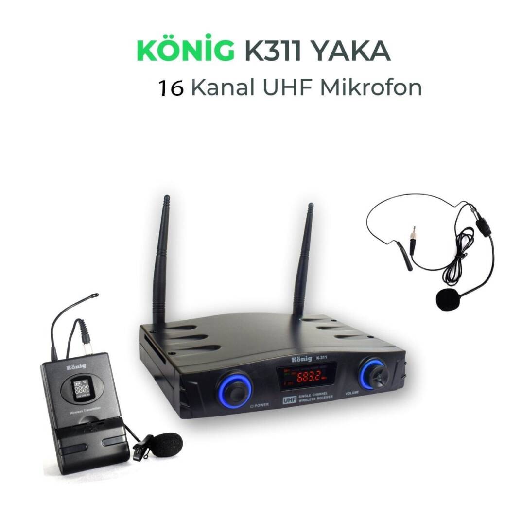 KÖNİG K-311 YAKA UHF Telsiz Mikrofon - 1