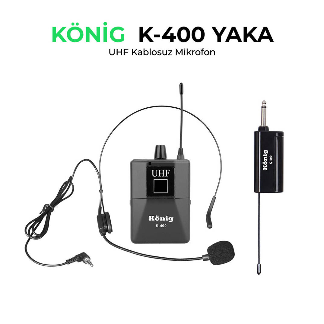 KÖNİG K-400 UHF Telsiz Yaka Mikrofonu - 1