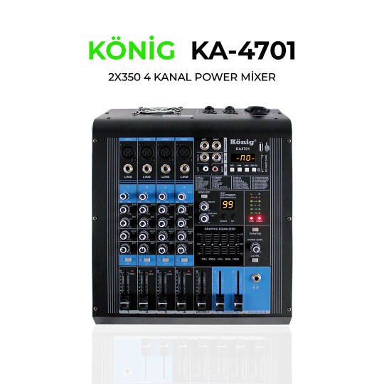 KÖNİG KA-4701P 4 Kanal Power Mikser