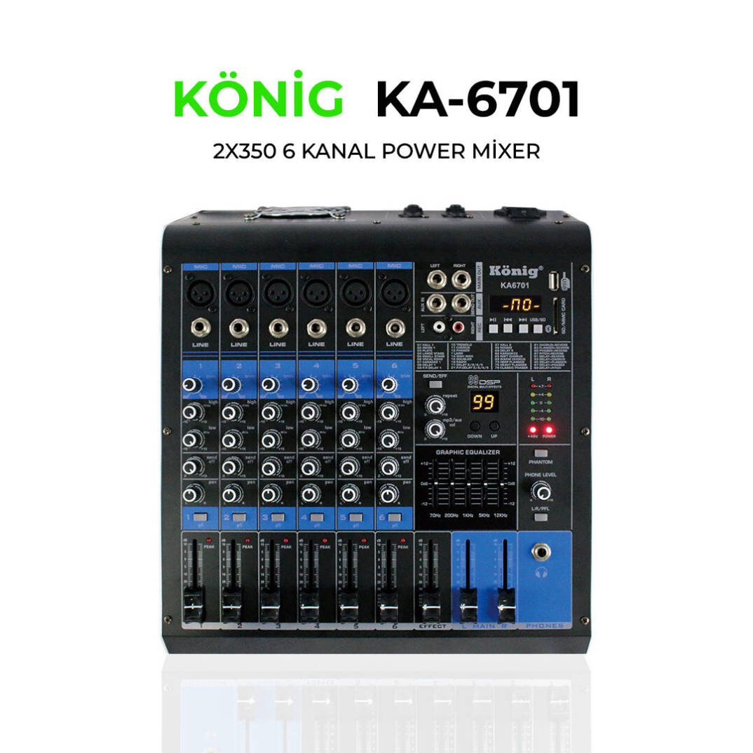 KÖNİG KA-6701P 2x350W 6 Kanal Power Mikser - 1