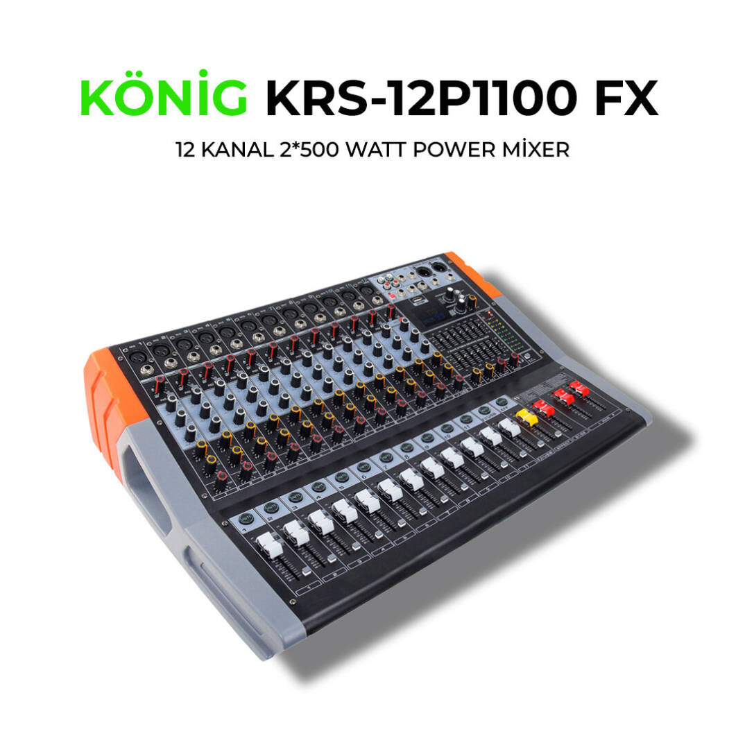 KÖNİG KRS-12 P1100FX 5x200W 12 Kanal Power Mikser - 1