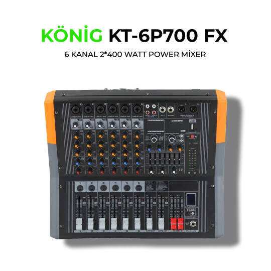 KÖNİG KT-6P 700FX 2x400W 6 Kanal Power Mikser