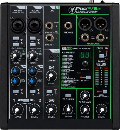 MACKIE PROFX6V3 6 Kanal Deck Mikser