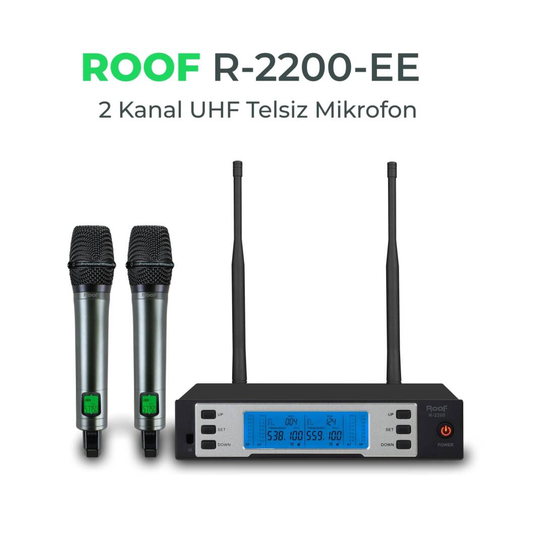 ROOF R-2200 El Tipi UHF Çift Telsiz Mikrofon - 1