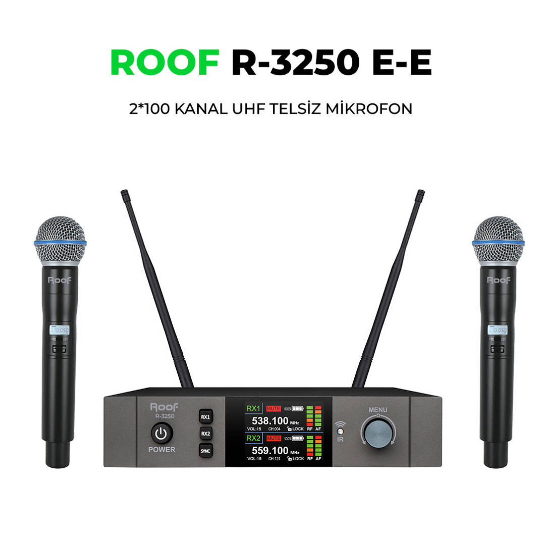 ROOF R-3250 El Tipi UHF Çift Telsiz Mikrofon - 1