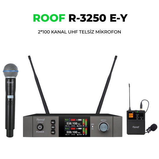 ROOF R-3250 UHF El+Yaka Telsiz Mikrofon