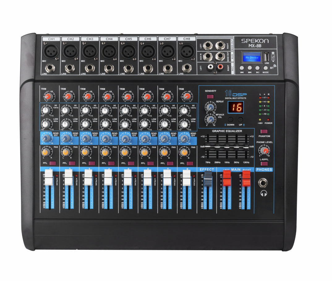 Spekon MX-8B 8 Kanal Power Mikser - 1