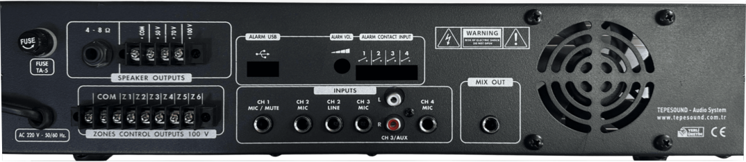 TEPE SOUND TS-250 6-ZV 250W/100V 6 Bölgeli Amfi - 2
