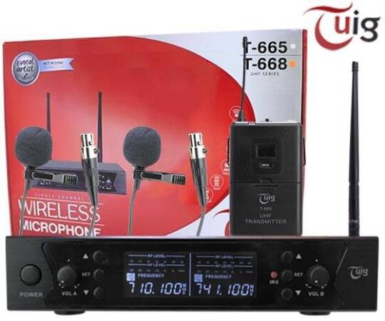 TUİG T-668 Yaka Tipi Çift Telsiz Mikrofon