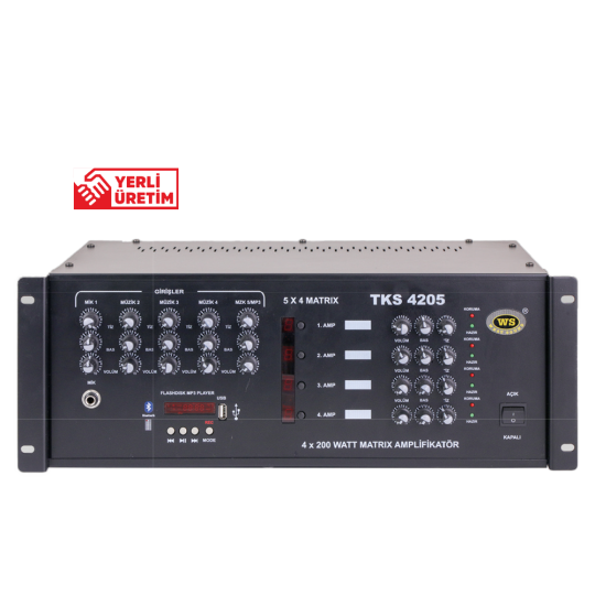 WESTSOUND TKS 4205 USB5 x 4 MATRİKS Amfi